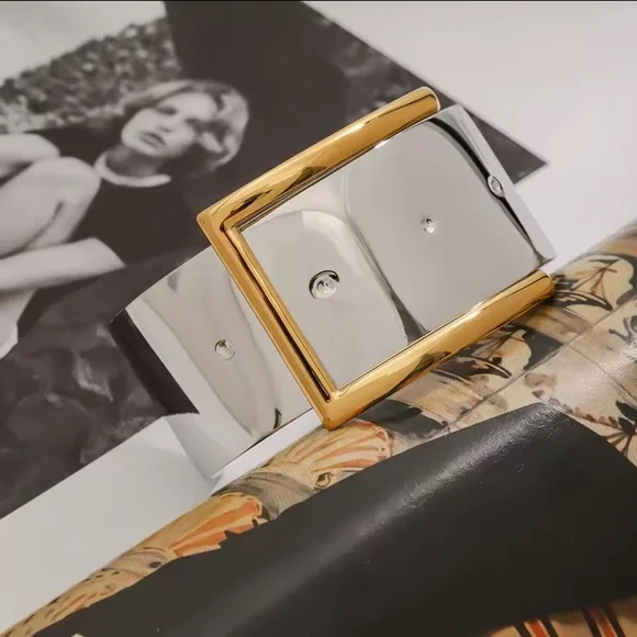 Belt Buckle Open Bracelet Stainless Steel - Picture 4 of 8